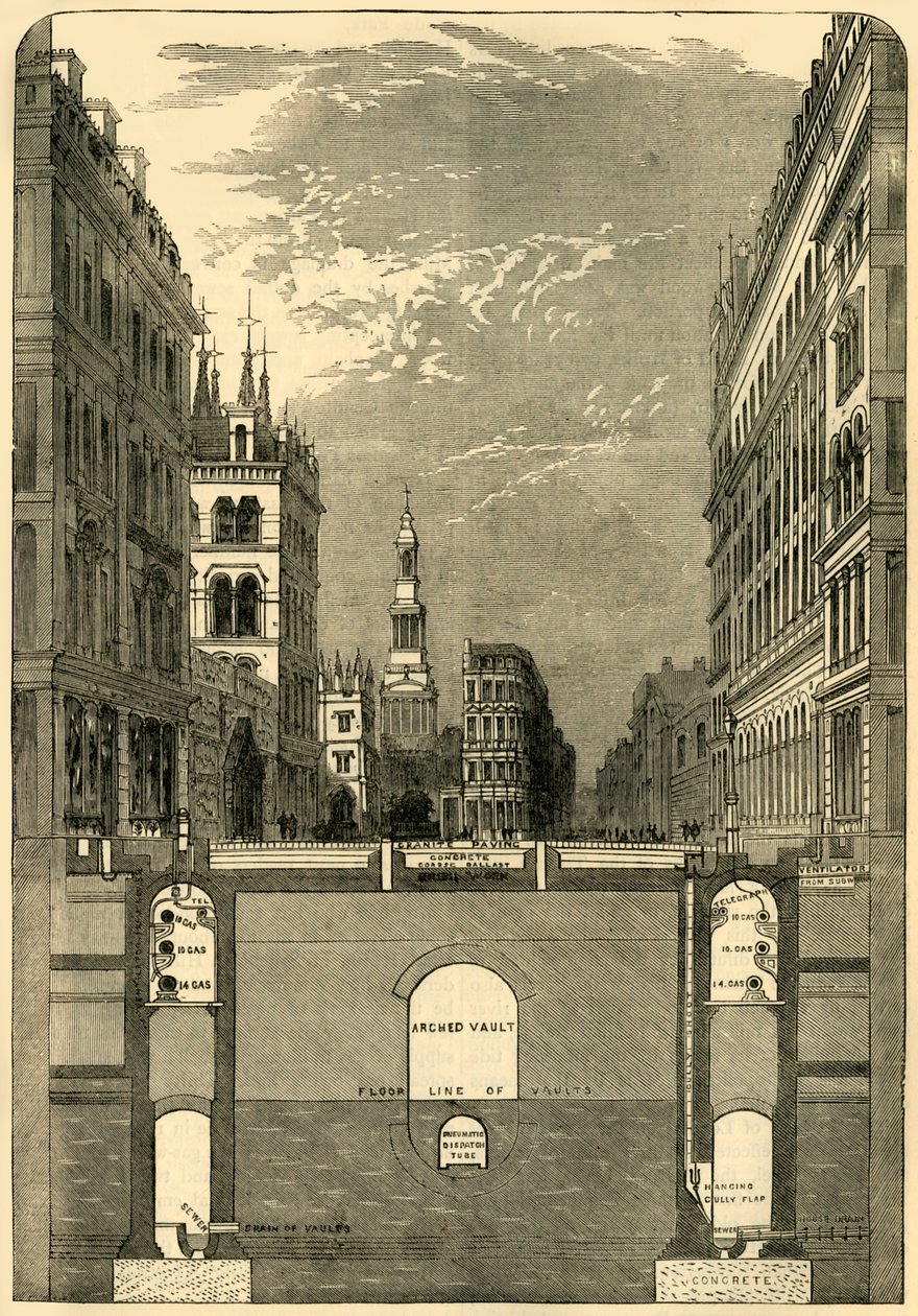 霍尔本高架桥部分，显示地铁，c1876。 作者 不明