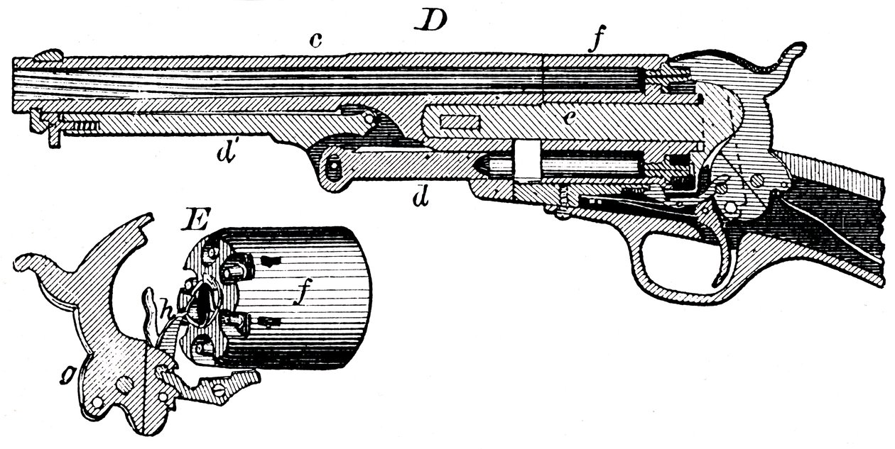柯尔特左轮手枪，c1880的剖视图 作者 不明
