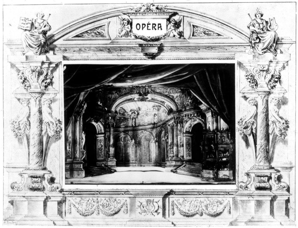 Mozarts Don Giovanni的布景设计，1875年 作者 不明