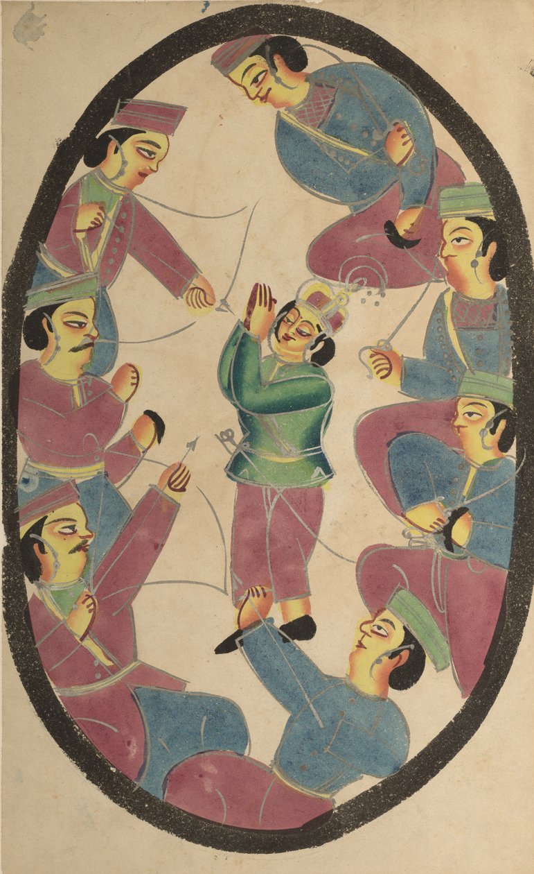 1800年代，七个杀死阿比曼尼亚（Abhimanya）的英雄或战士。 作者 不明