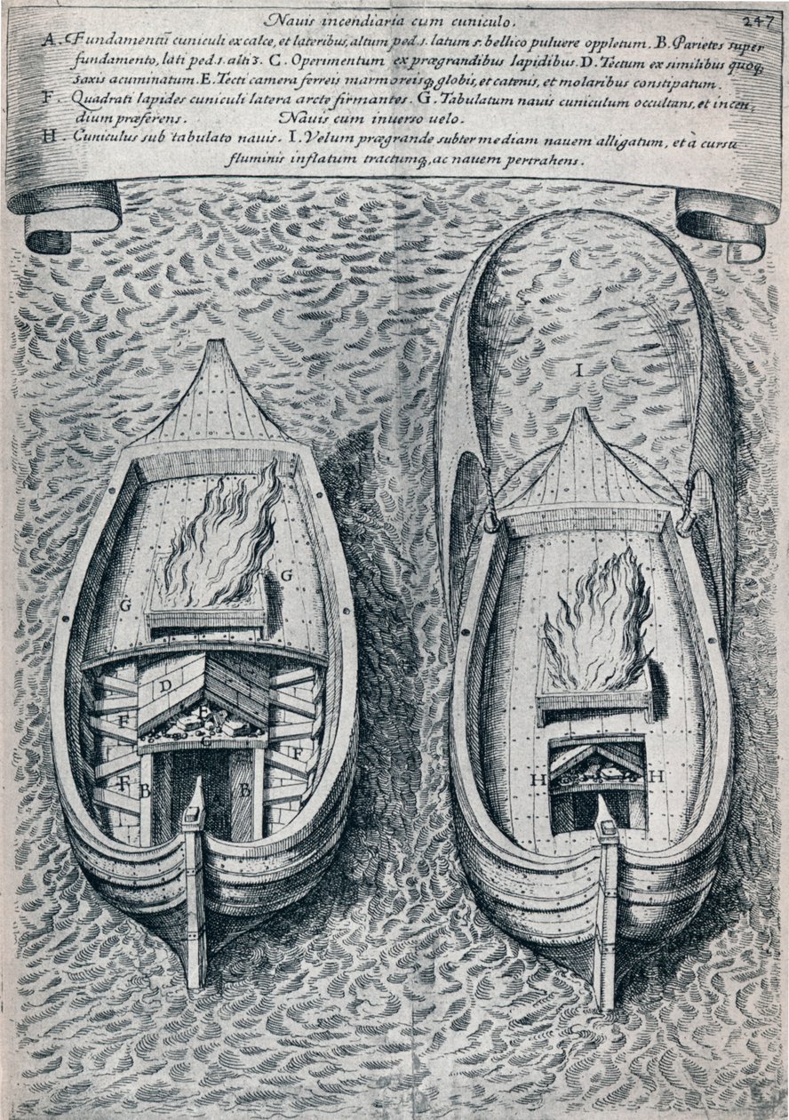 十七世纪消防船，c1660 作者 不明