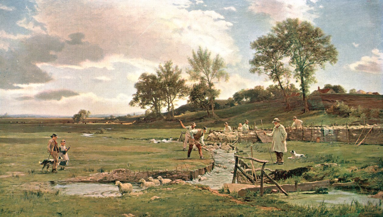 萨塞克斯郡的洗羊场，c1889，c1902。 作者 不明