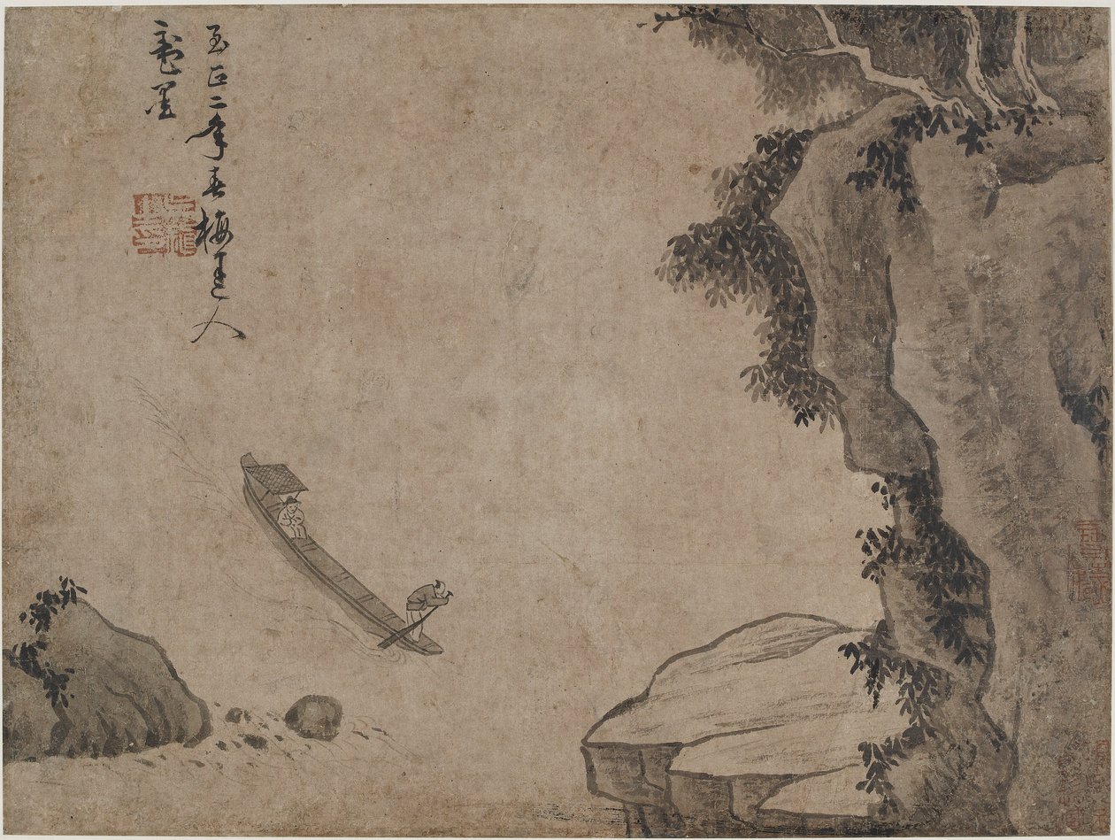 高崖下的射击急流，可能是元朝，14世纪。 作者 不明