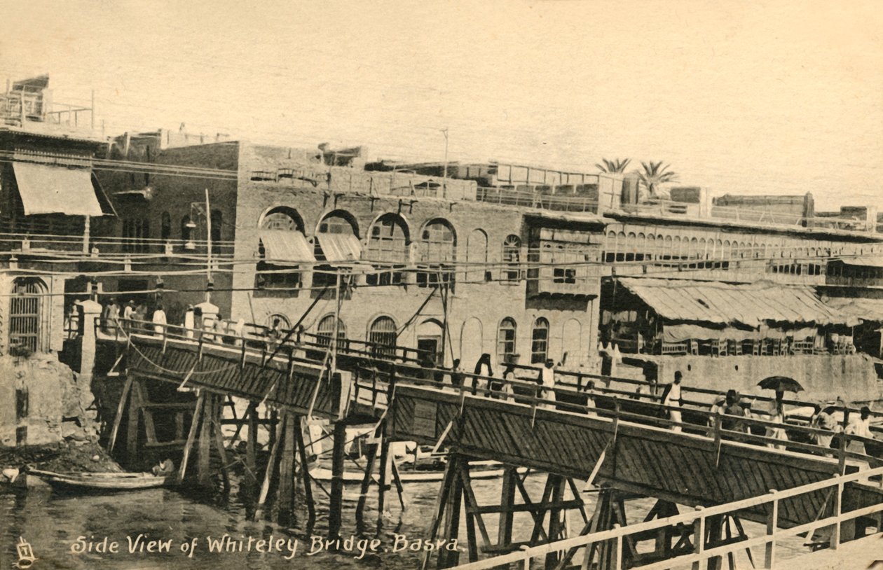 Whiteley Bridge，巴士拉，c1918-c1939的侧视图。 作者 不明
