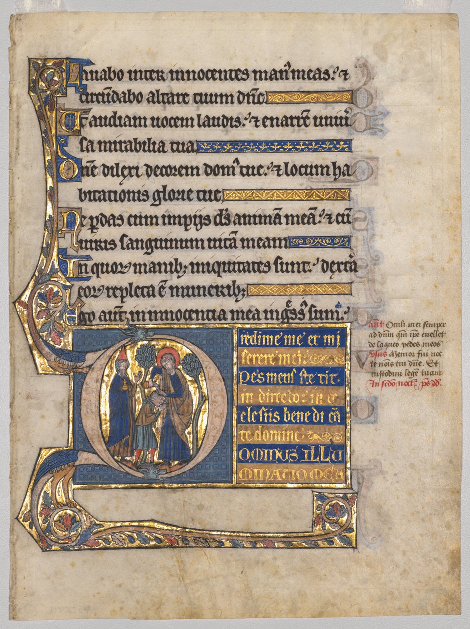 从诗篇中摘除的单叶：与Samuel，c。的初始D [ominus illuminatio mea]。 1270-1290。 作者 不明