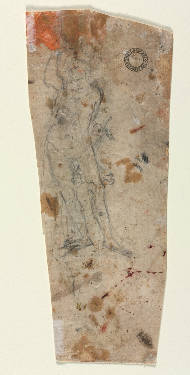 装甲男性图的素描，1600年代。 作者 不明