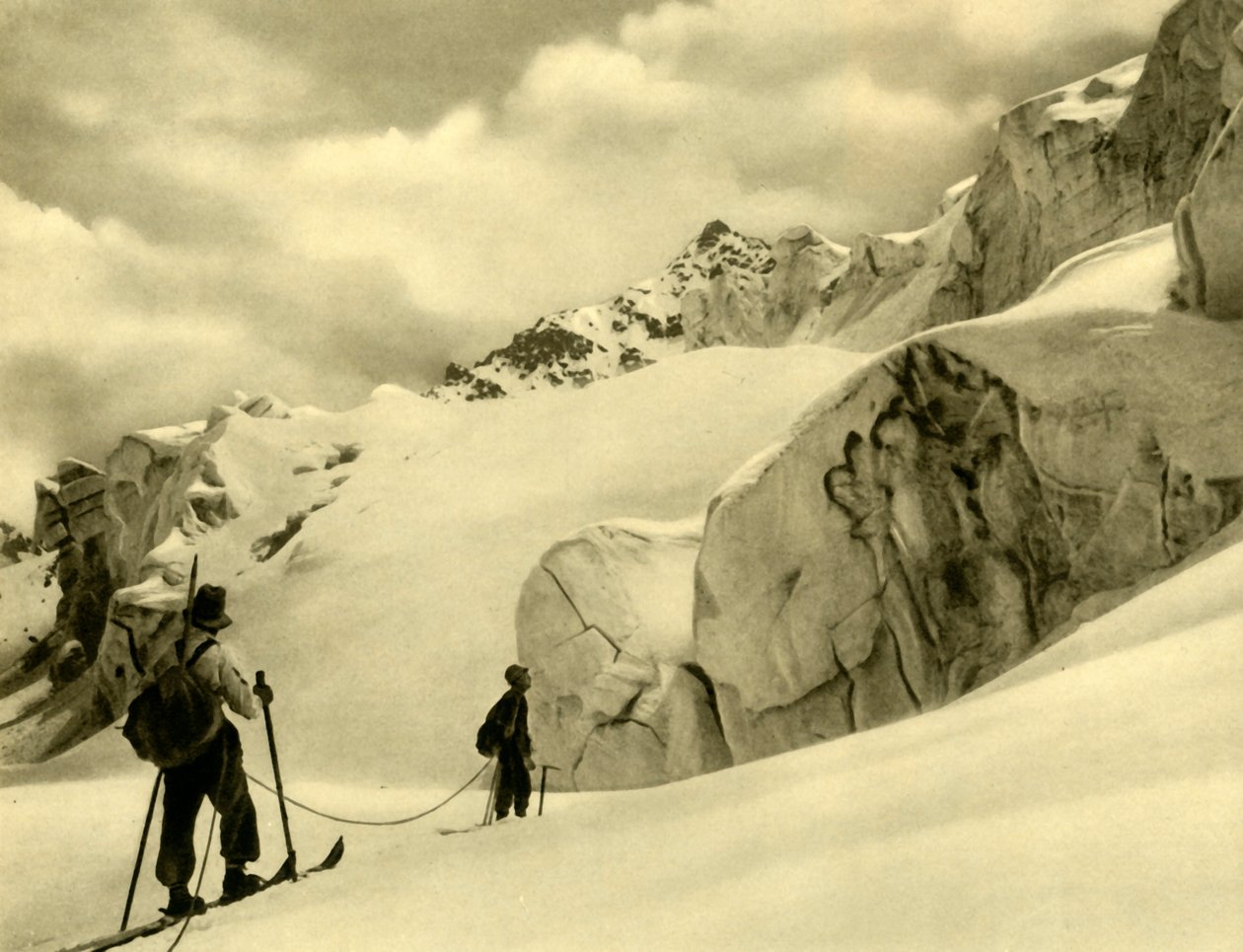 奥地利，Silvretta，滑雪，摄于1935年。 作者 不明