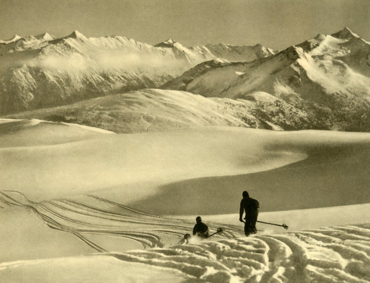 奥地利，盖洛斯高原上的滑雪运动，摄于1935年。 作者 不明
