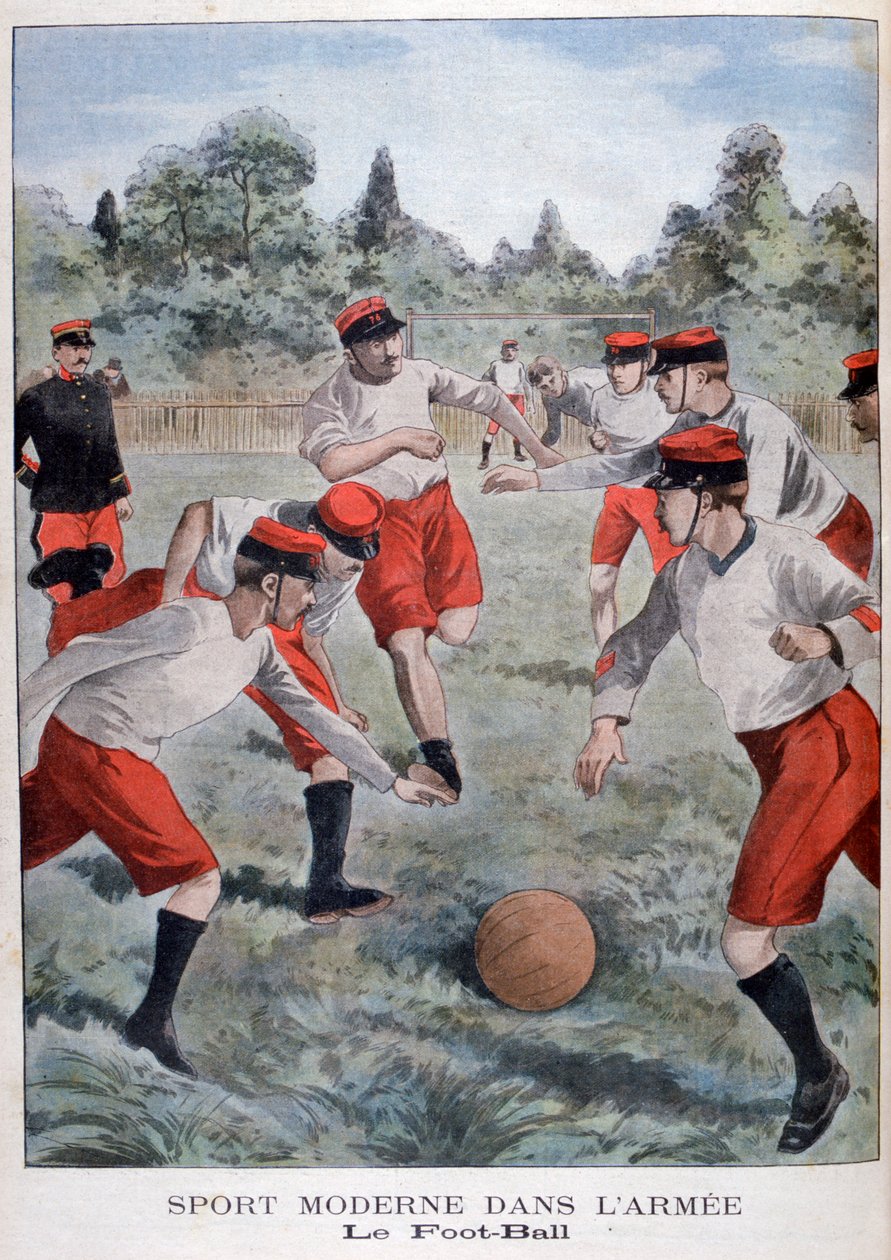 法国军队踢足球的士兵，1902年 作者 不明