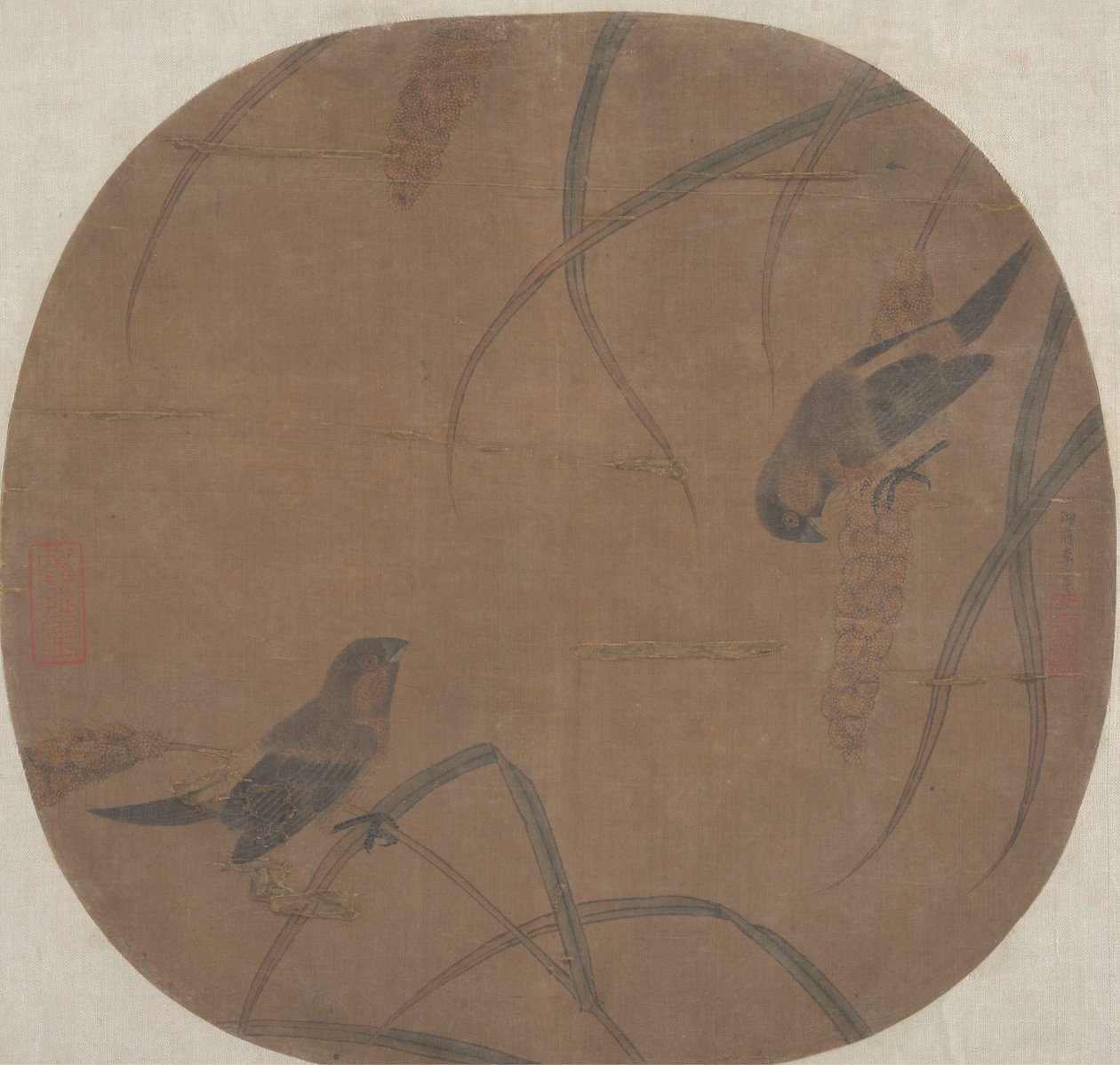 麻雀和小米。 作者 不明