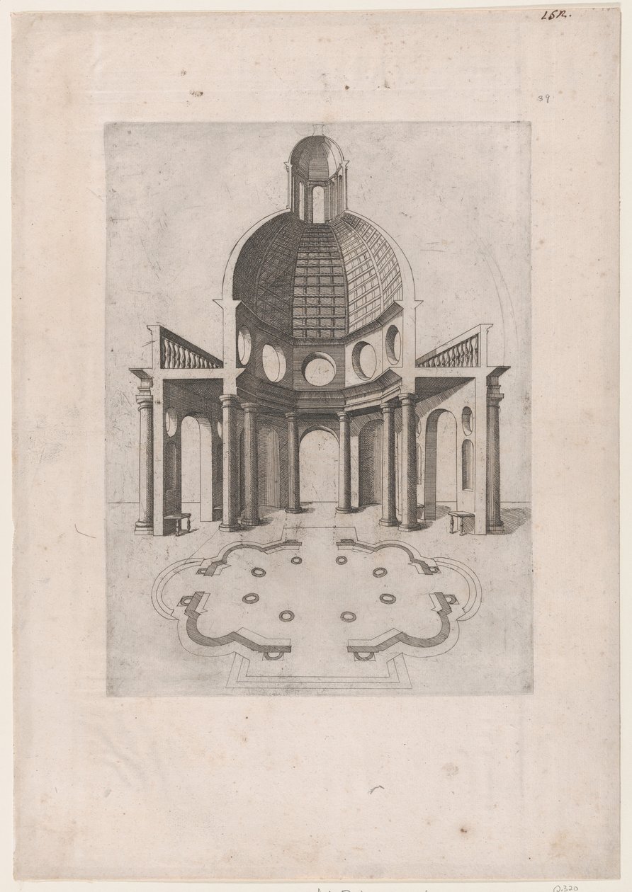 Speculum Romanae Magnificentiae：八角形寺庙的内部和地面图，......，16世纪。 作者 不明