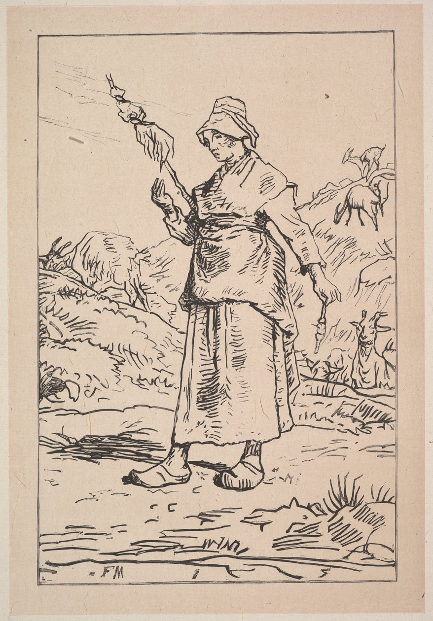 Auvergne的Spinner，1830-99年。 作者 不明