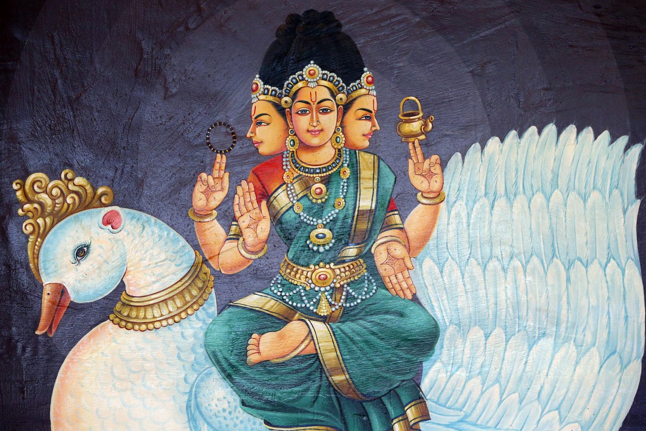 Sri Mariamman印度教寺庙。印度教的神灵。斯里-布拉姆希。新加坡 作者 不明