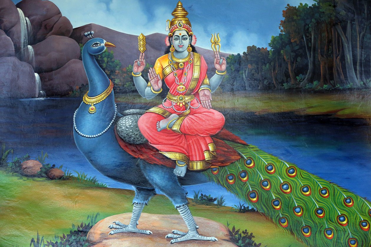 Sri Mariamman Hindu temple. Sri Gowmari with peacock, symbol of Subramanyan. Singapore 作者 不明
