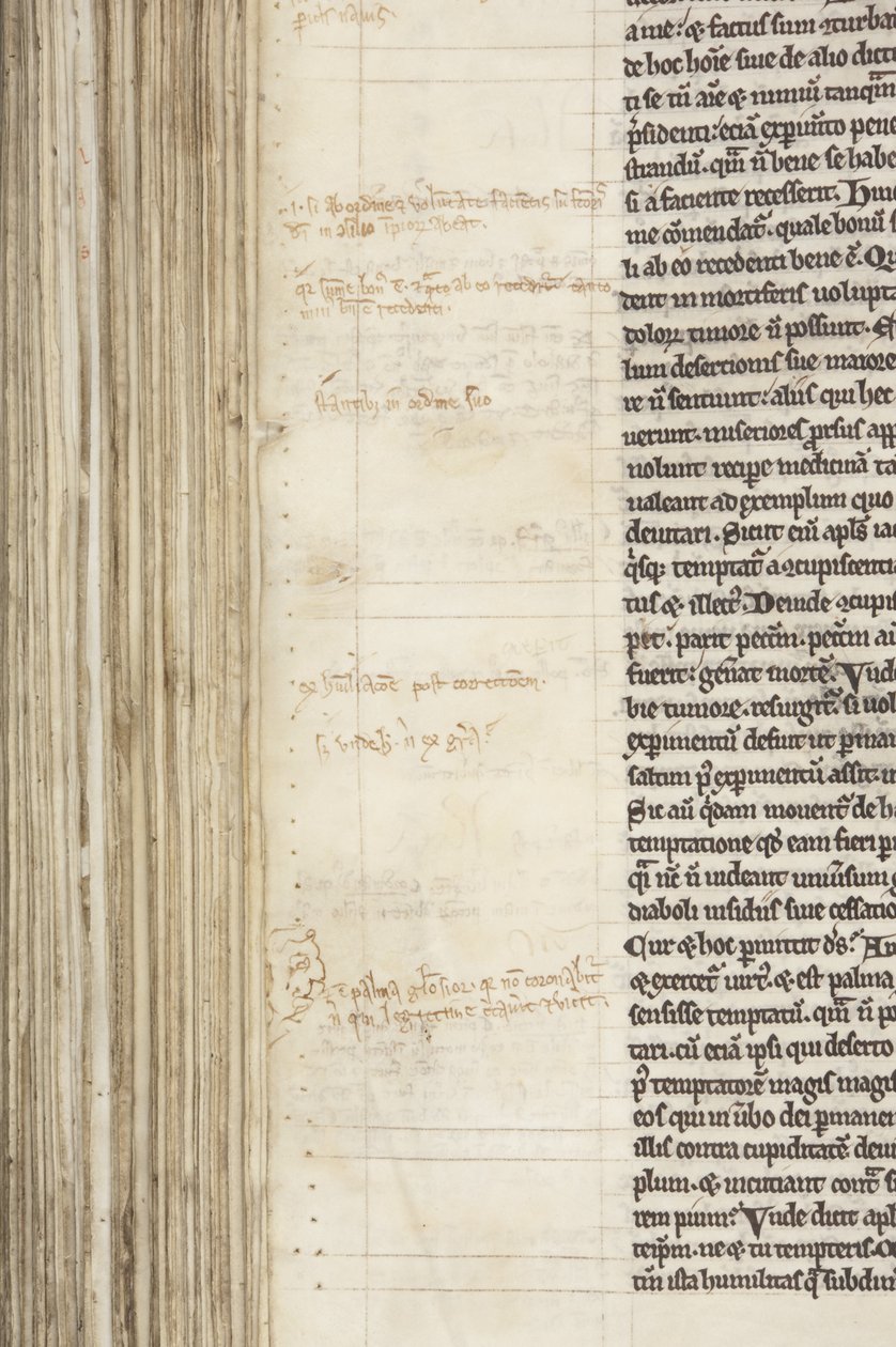 河马圣奥古斯丁《歌剧》，Fol 243 反面，细节，约 1200 年（羊皮纸上的钢笔墨水） 作者 不明