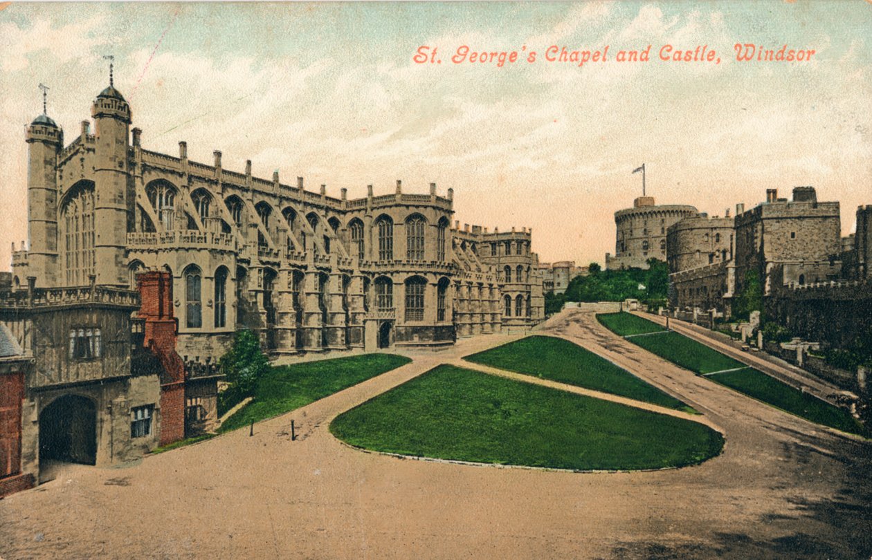 温莎的圣乔治教堂和城堡，建于1910年。 作者 不明