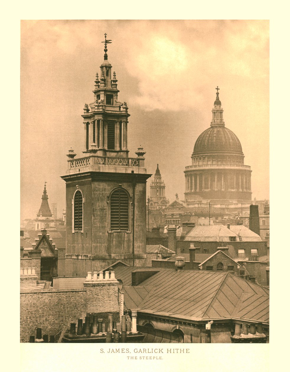 圣詹姆斯（St James），加里克·希斯（Garlick Hithe），尖塔，十九世纪中叶。 作者 不明