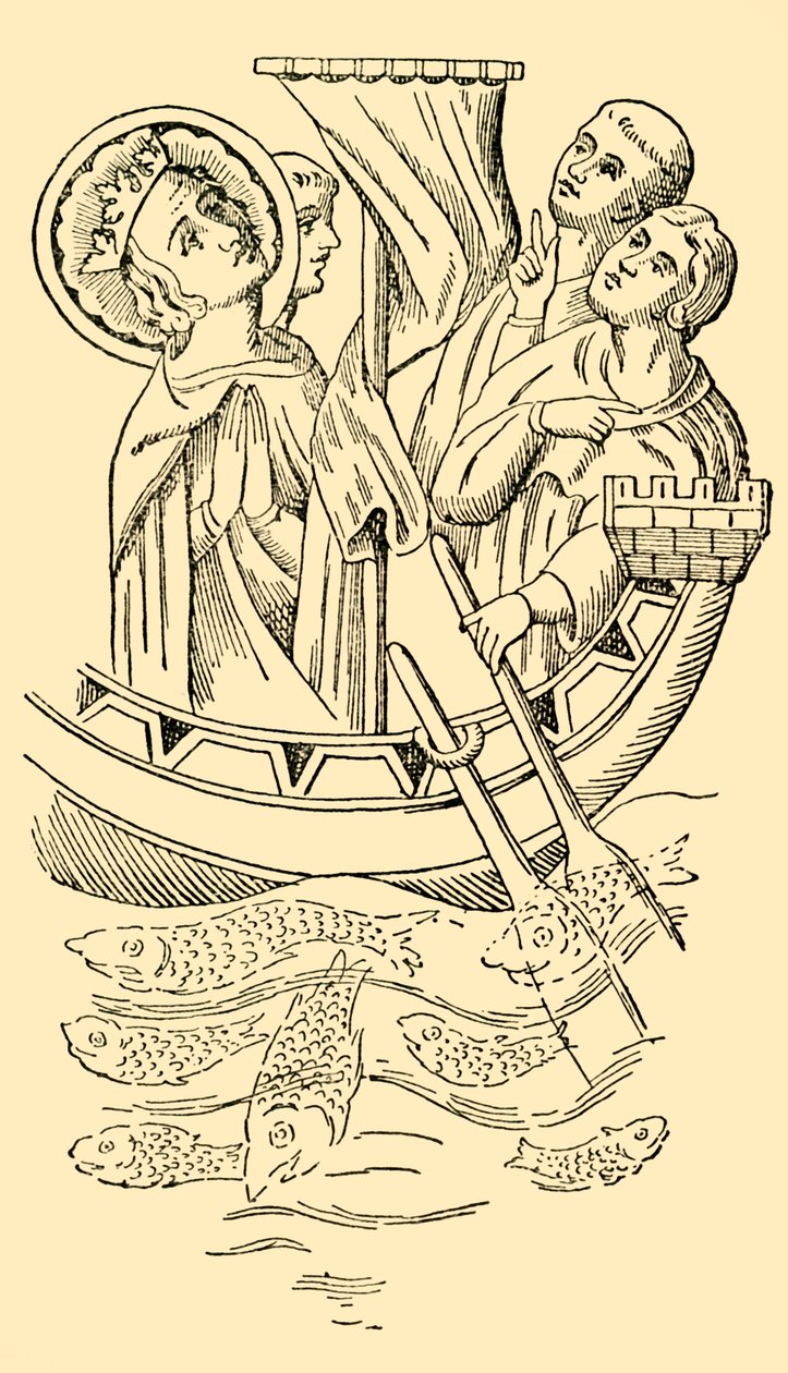 法国国王圣路易（St.Louis）穿越大海进入圣地，十三世纪，大约1930年。 作者 不明
