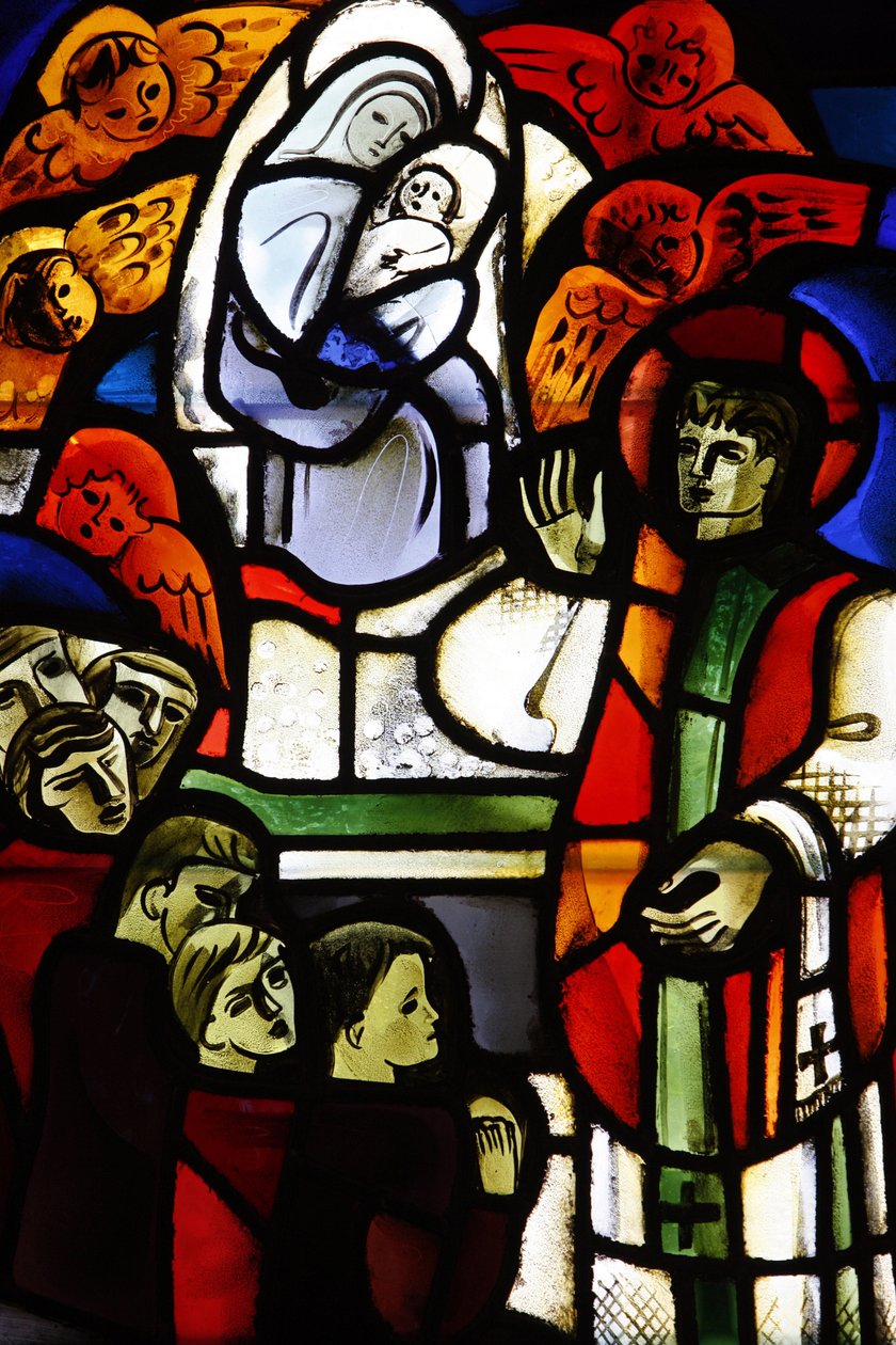 Stained glass depicting Don Bosco in Notre-Dame-de-la-Trinite church , Blois, France 作者 不明