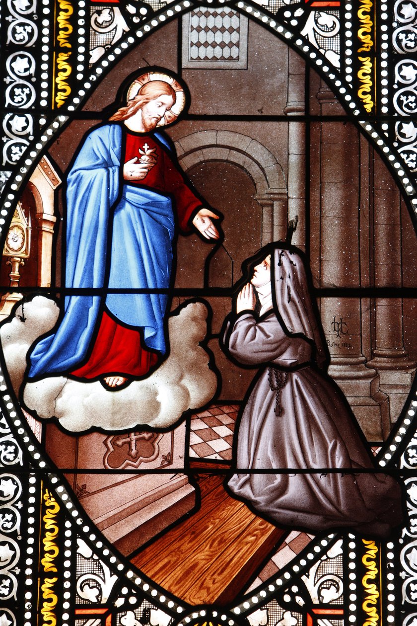 Stained glass depicting Sainte Marguerite-Marie Alacoque, La Cavalerie, France 作者 不明
