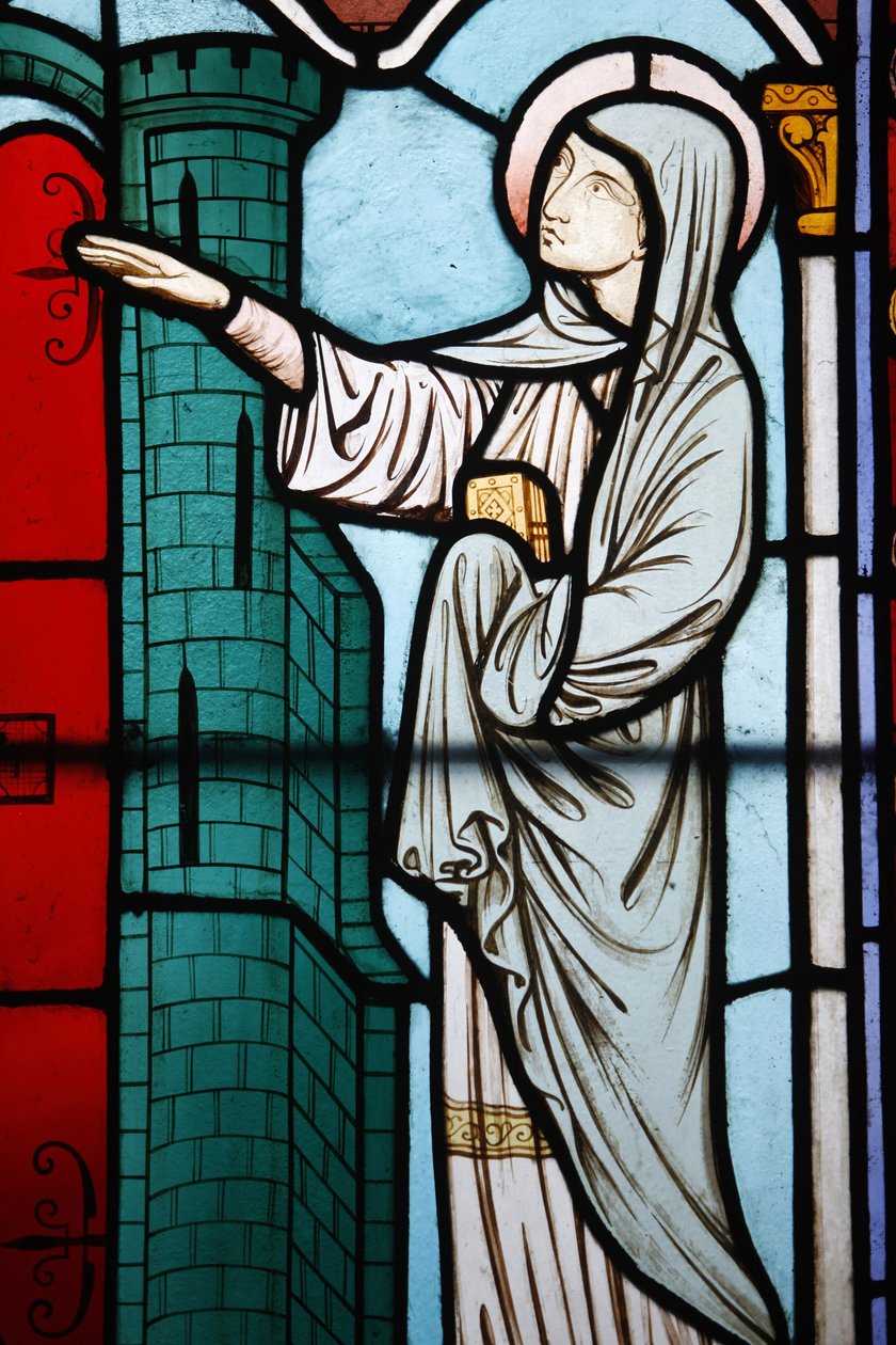 Stained glass in in Notre Dame cathedral cloister : the story of Sainte Genevieve, patron saint of Paris, Paris, France 作者 不明