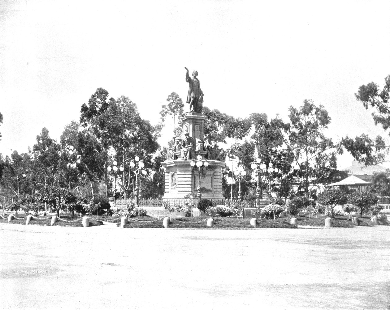 哥伦布雕象在Paseo，墨西哥城，墨西哥，c1900的。 作者 不明