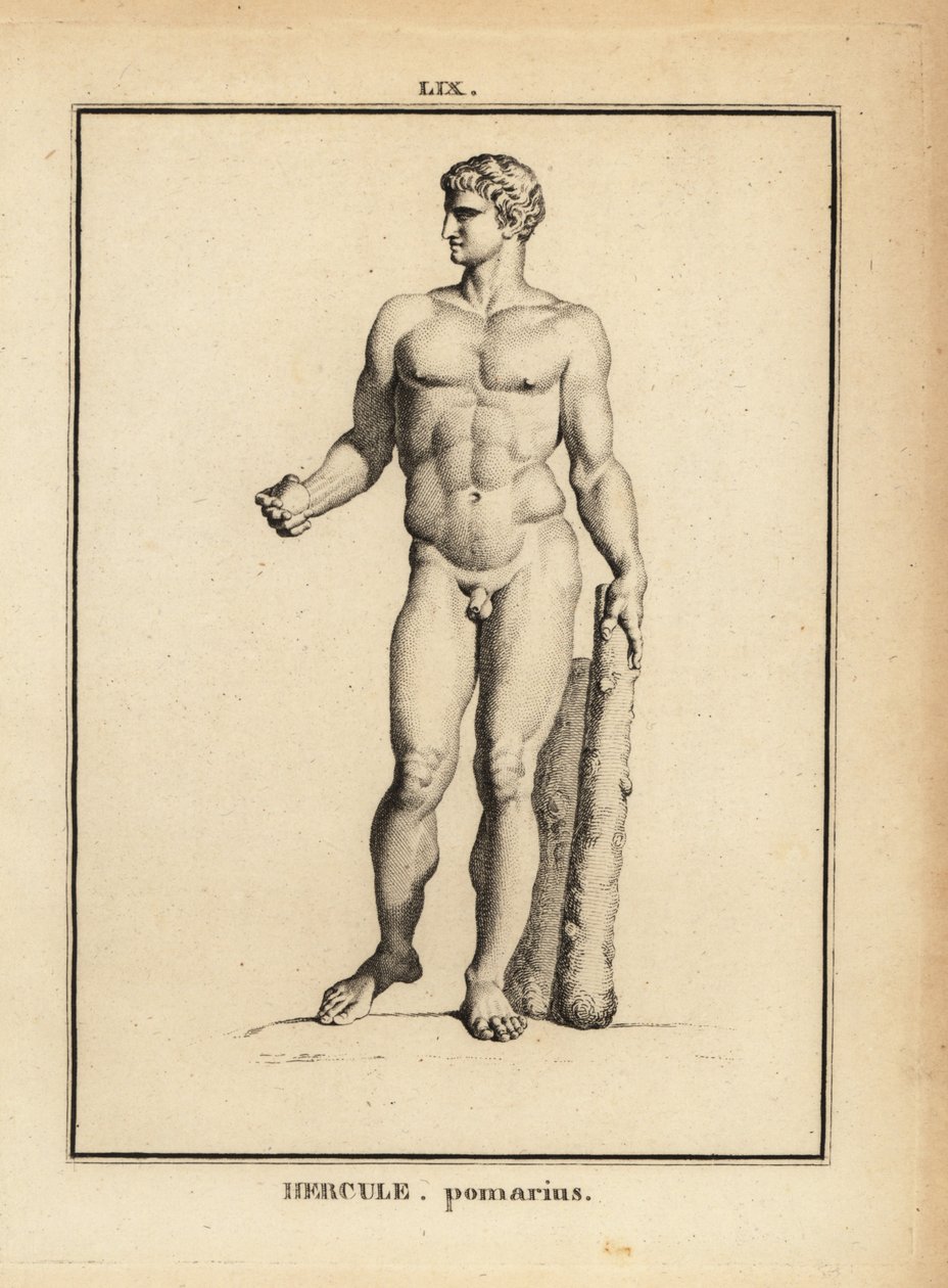 Statue of Hercules Pomarius, Roman hero and god, with a large club 作者 不明