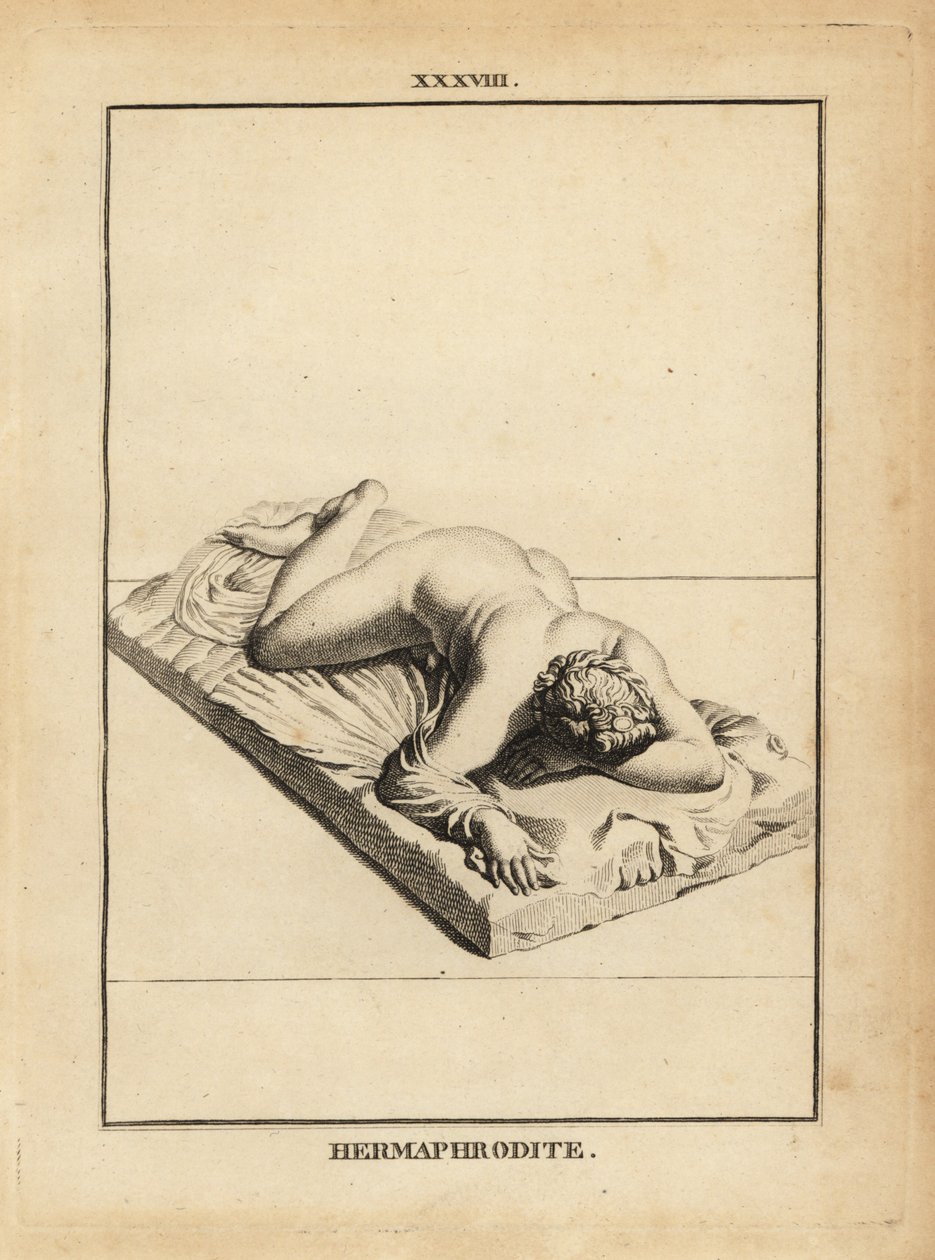 Hermaphroditus 雕像，希腊联合之神，雌雄同体，婚姻，性欲，躺在床上 作者 不明