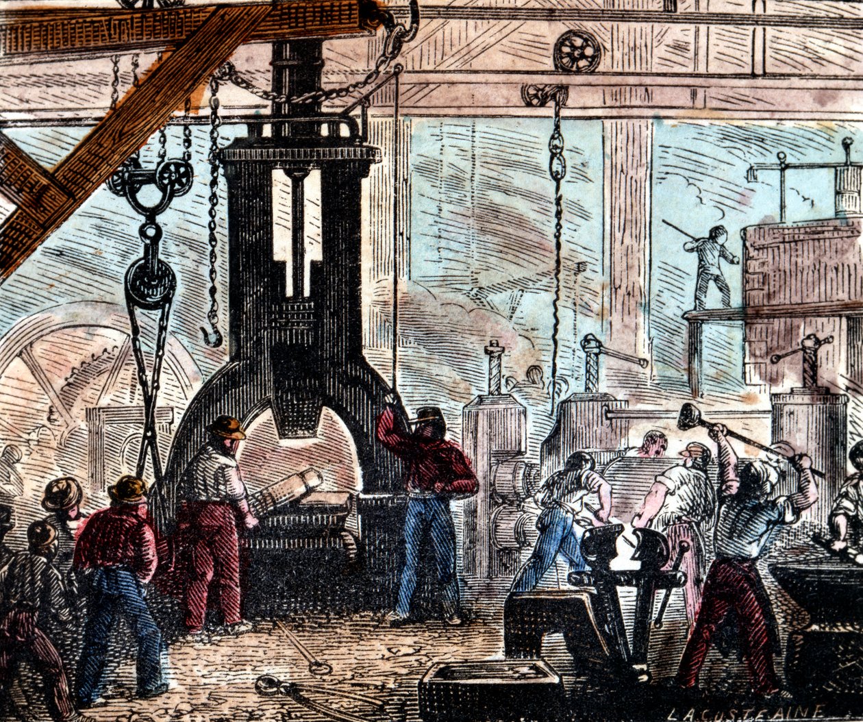 1867年法国一家炼铁厂使用的蒸汽锤 作者 不明