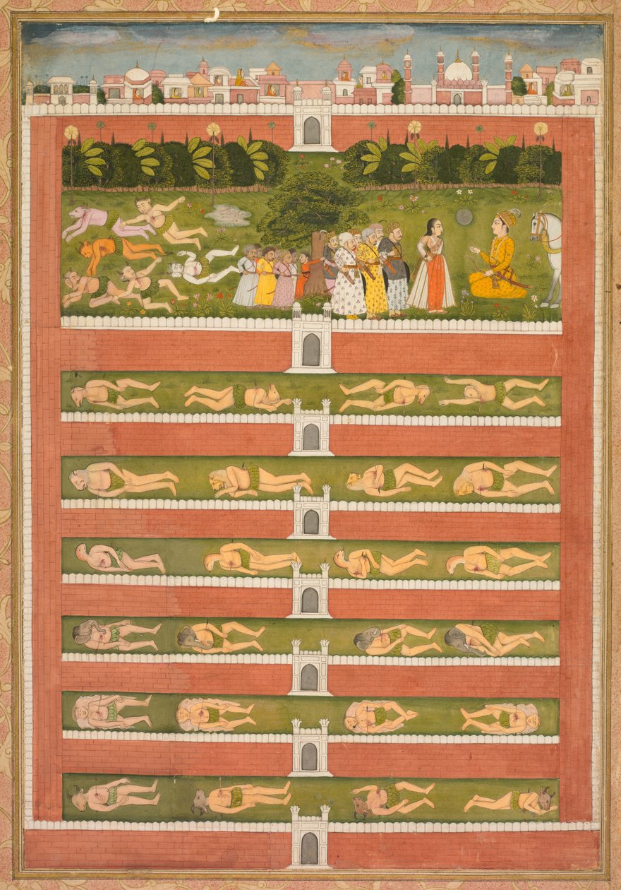 狮子和瞪羚版画的场景，c。 1710。 作者 不明