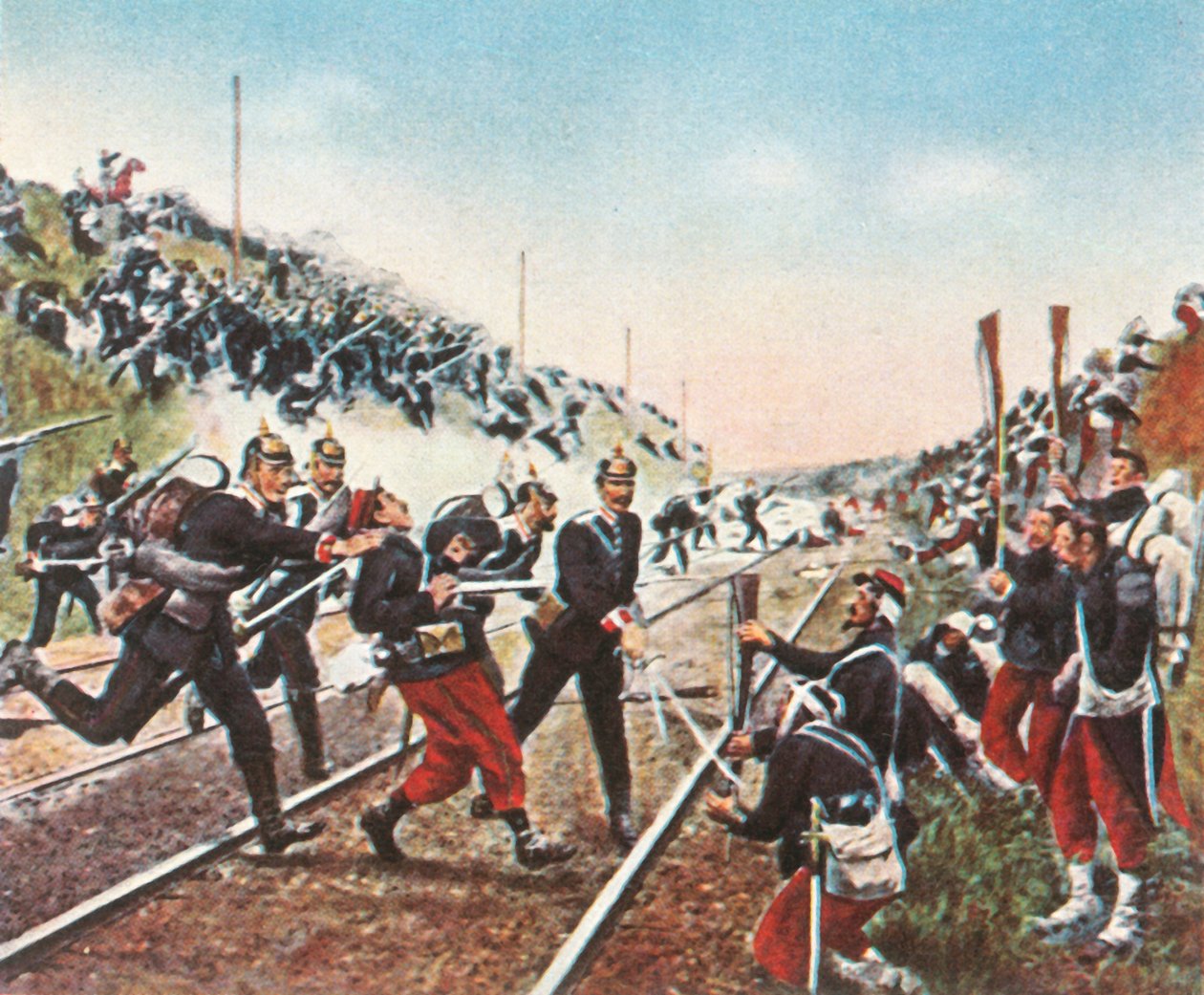 1870年12月18日，Badeners袭击了Nuits的铁路路堤，1936年。 作者 不明
