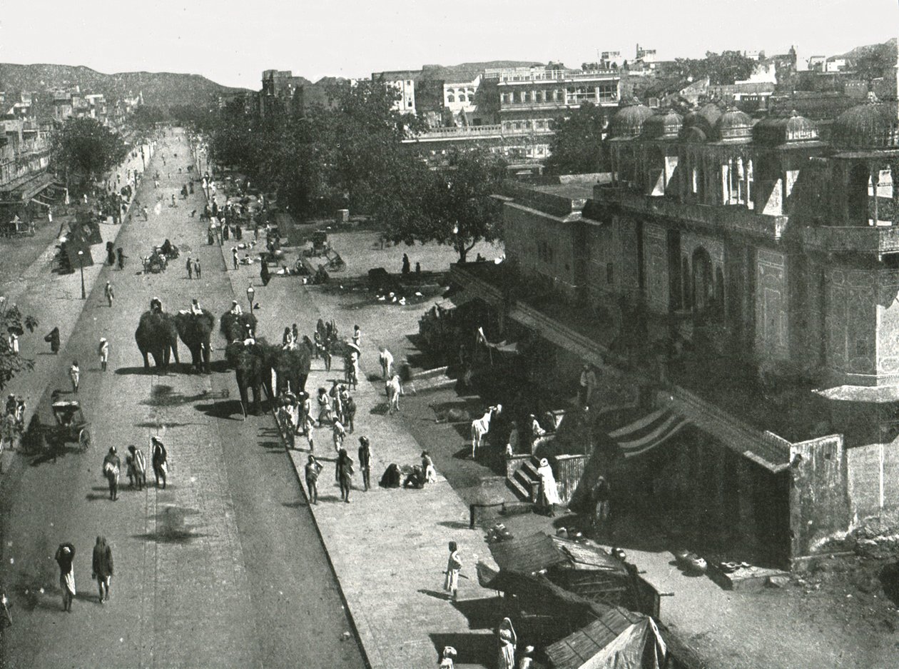 街道场面在市斋浦尔，印度，1895年。 作者 不明