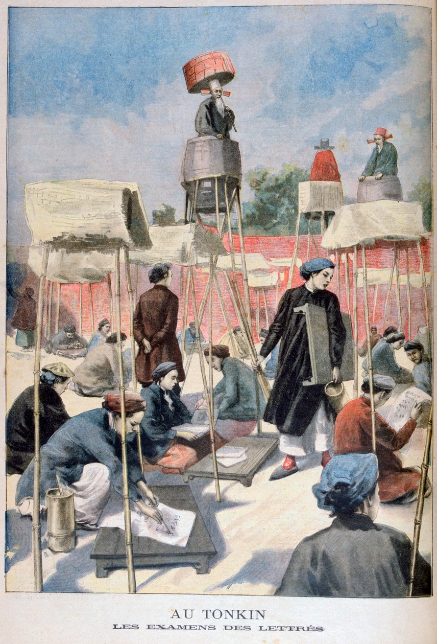 参加写作考试的学生，越南东京，1895年 作者 不明