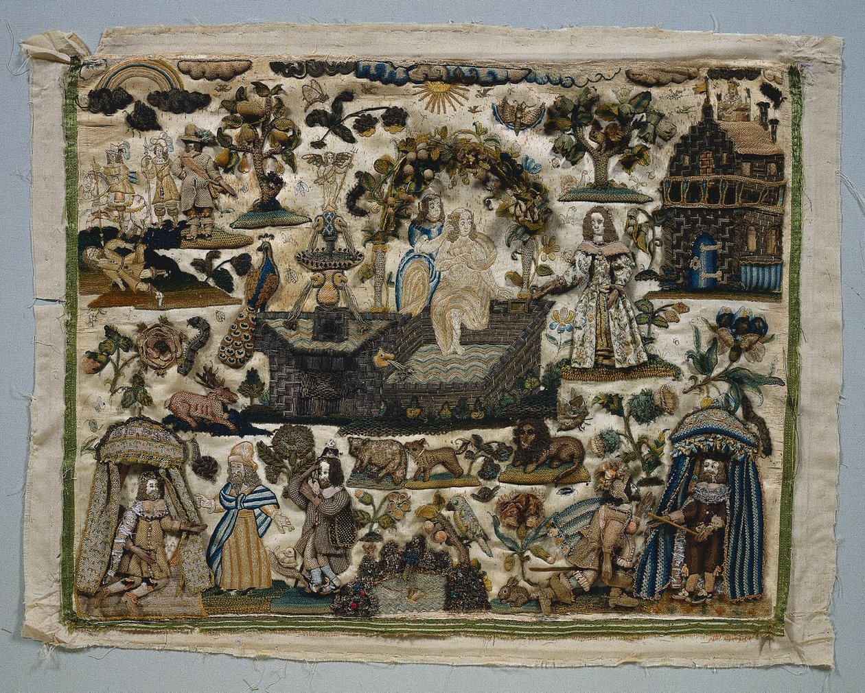 Stumpwork Panel：《大卫与拔示巴的故事》，1658年。 作者 不明