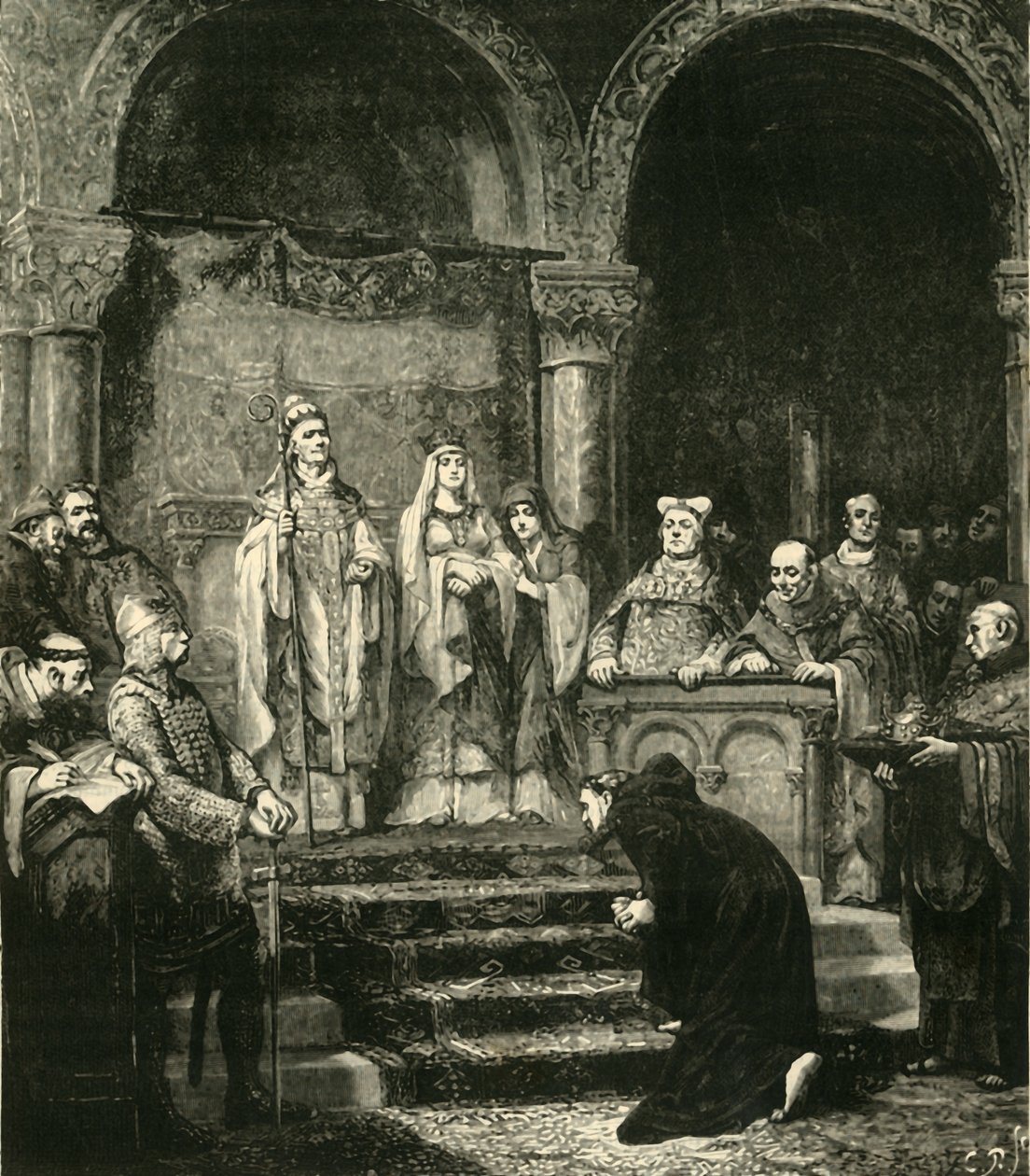亨利四世的来文。 1890年，在卡诺萨（Canossa），1077年。 作者 不明