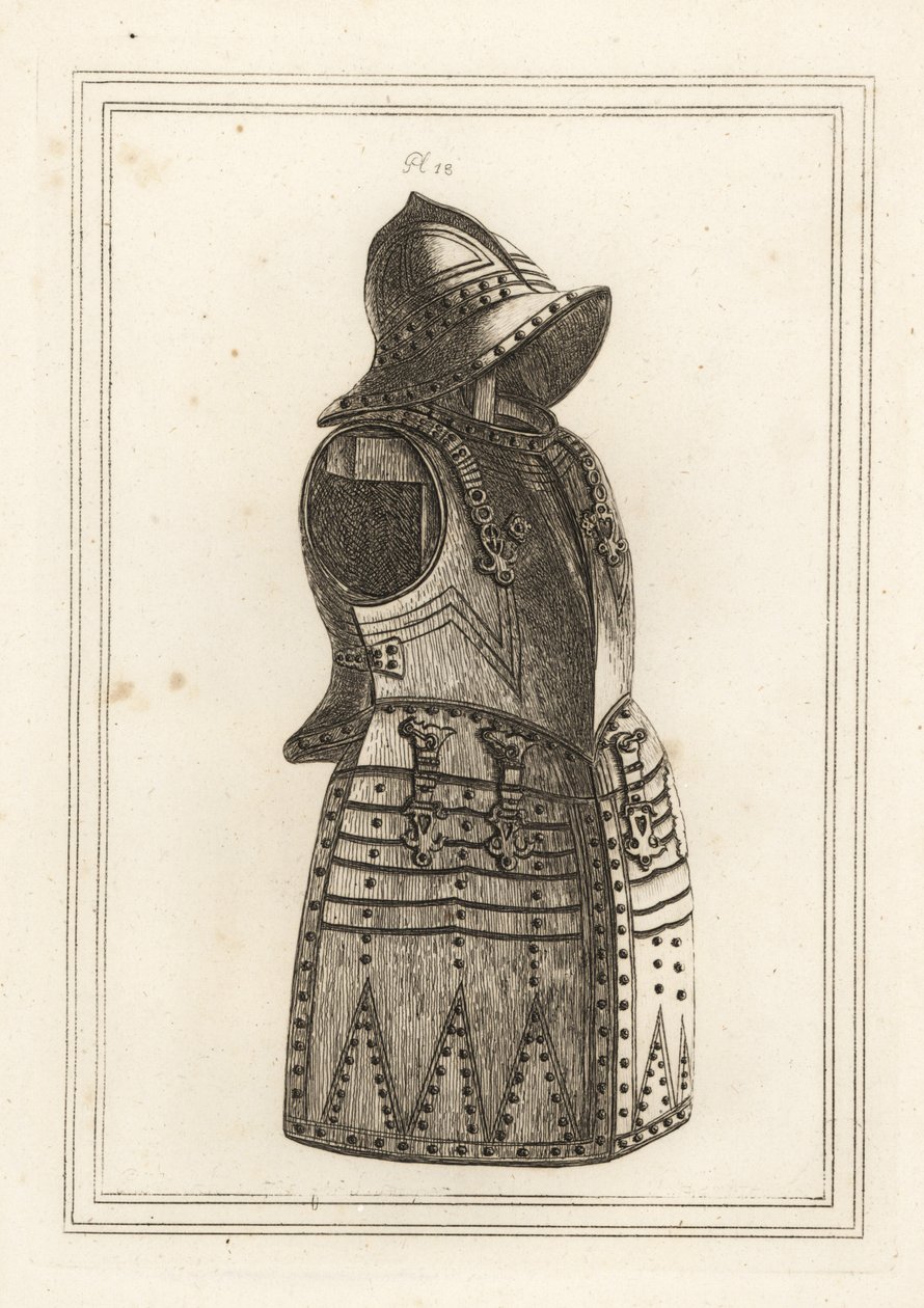 黑色 morion 或 arquebus 盔甲套装 作者 不明