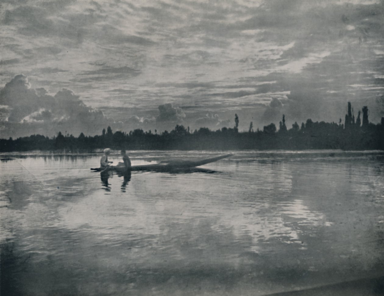 克什米尔达尔湖（Dal Lake）日落，1936年。 作者 不明
