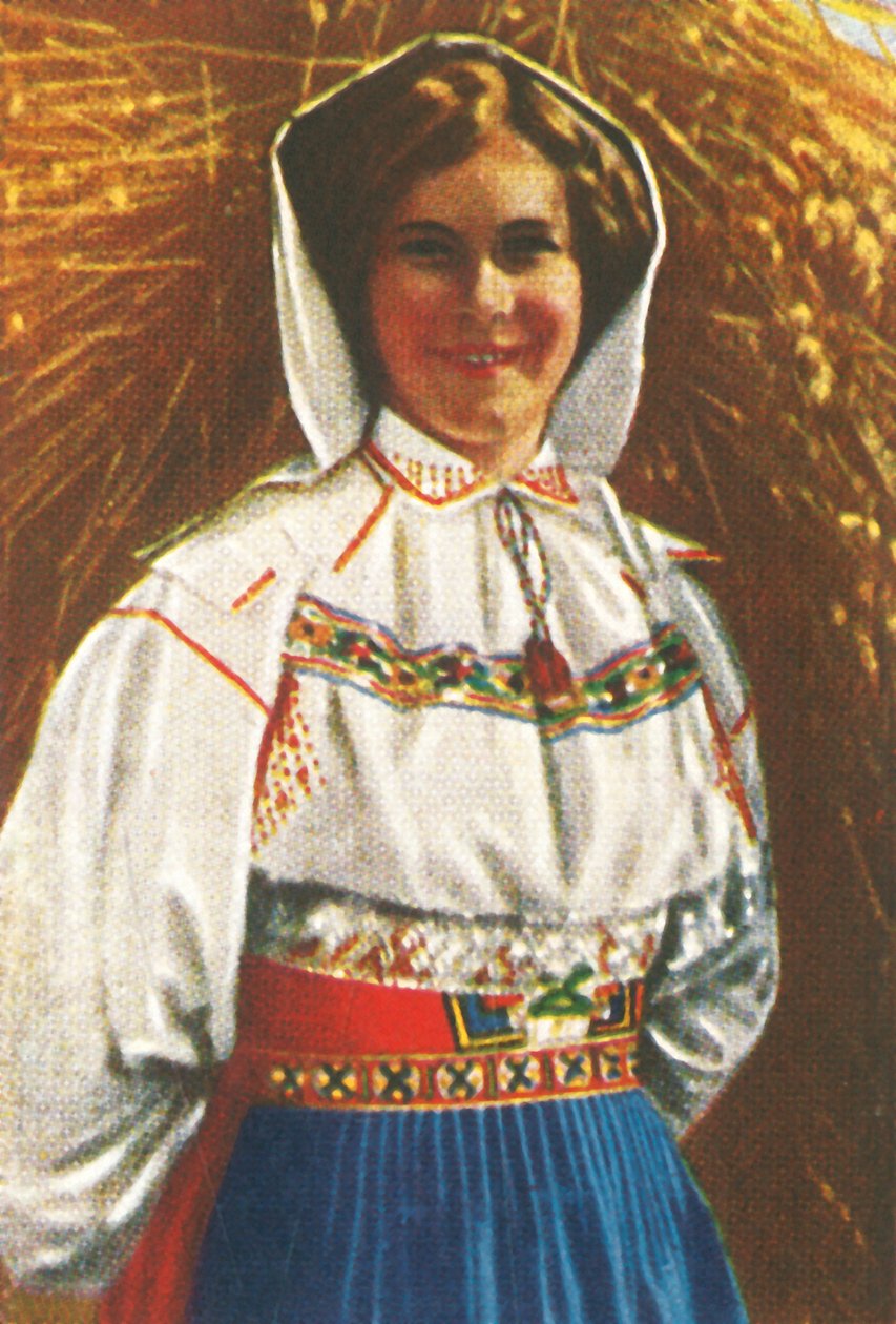 穿着传统服装的瑞典妇女，c1928。 作者 不明