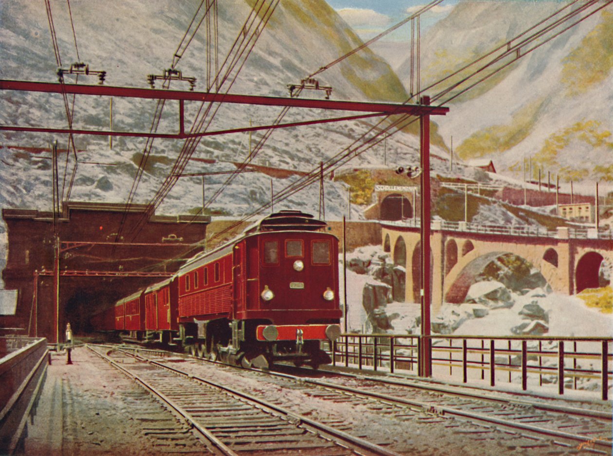 瑞士快运（Swiss Express）离开圣大哥大（St. Gotthard）大隧道，1926年 作者 不明