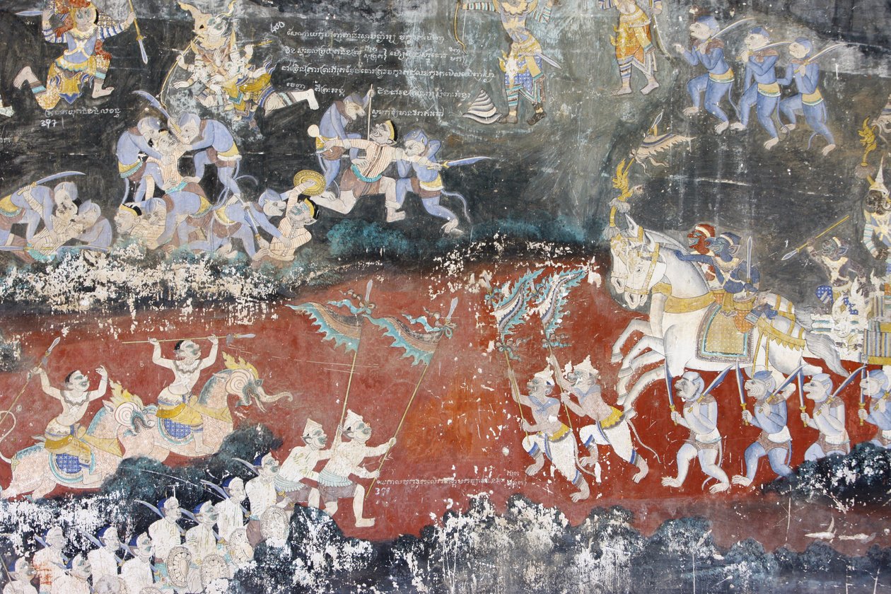 Sylver PagodaThis mural depicts scenes from the Reamker which is the Cambodian, or Khmer, version of the classic Hindu poem Ramayana, Phnom Penh, Cambodia 作者 不明