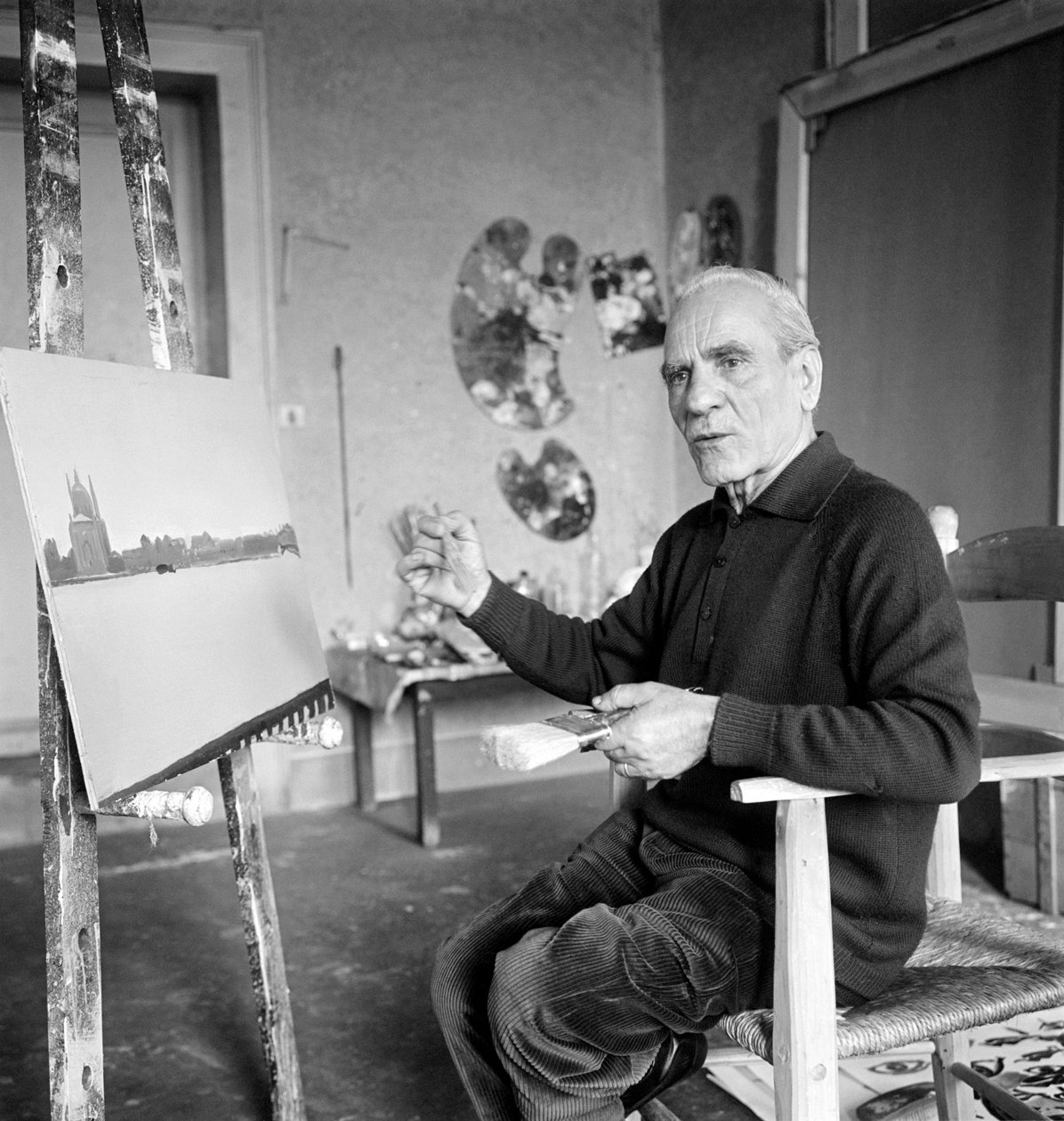 画家Virgilio guidi在他的工作室里 - 威尼斯 - 1970年 作者 不明