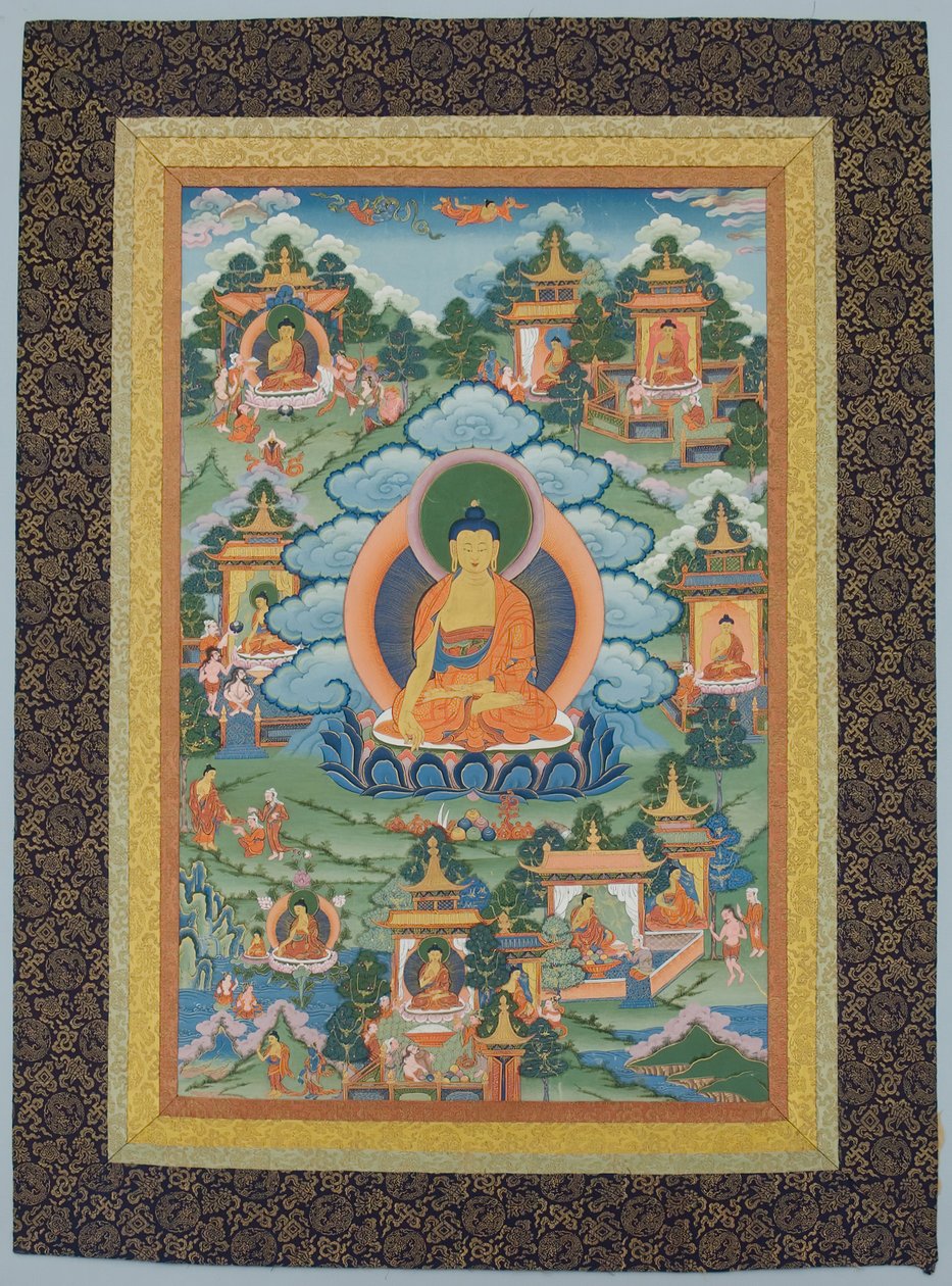 有佛的唐卡，19世纪。 作者 不明