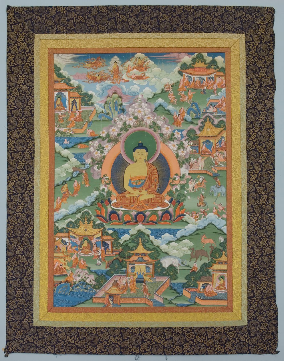 有佛的唐卡，19世纪。 作者 不明