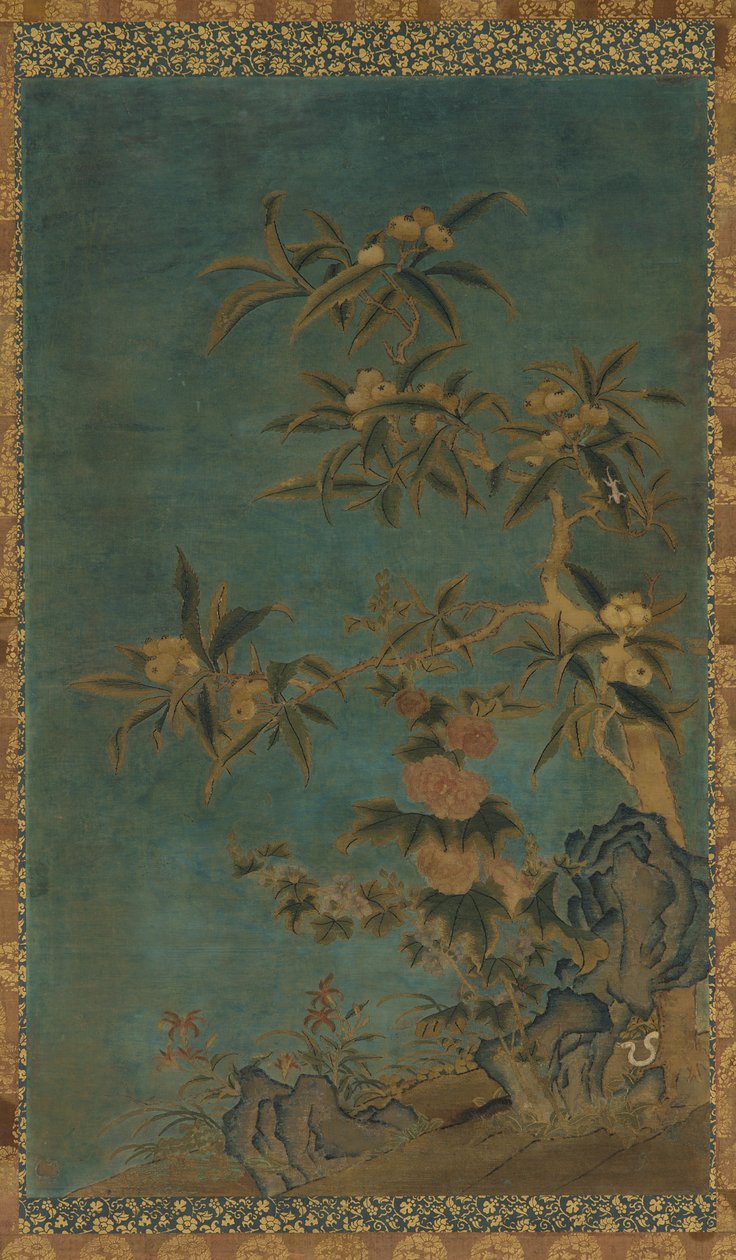 挂毯：果树和冬青，明代，1368-1644。 作者 不明