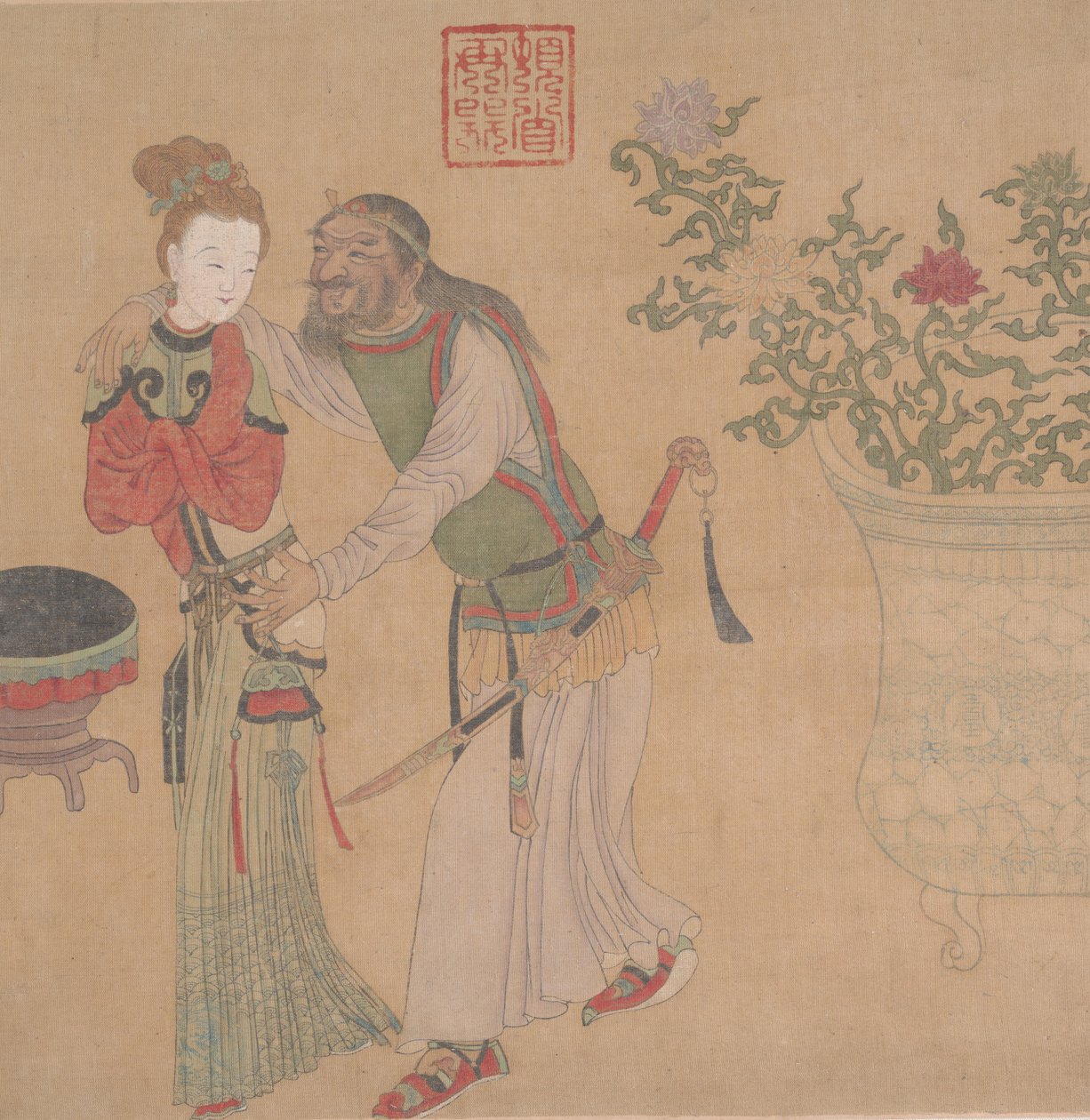 tar官员朝拜金发碧眼的女士。 作者 不明