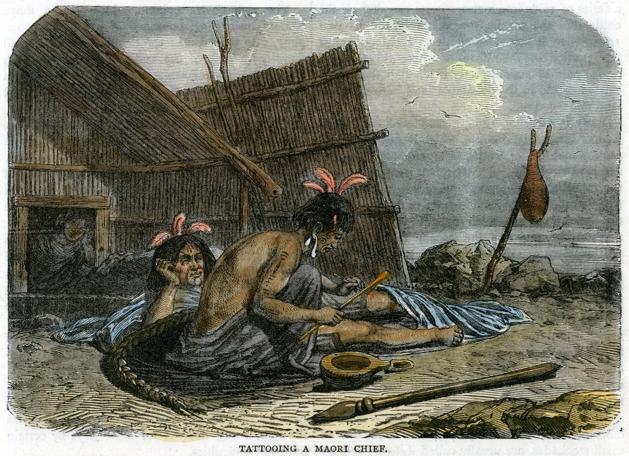 纹身毛利人酋长，新西兰，c1875 作者 不明