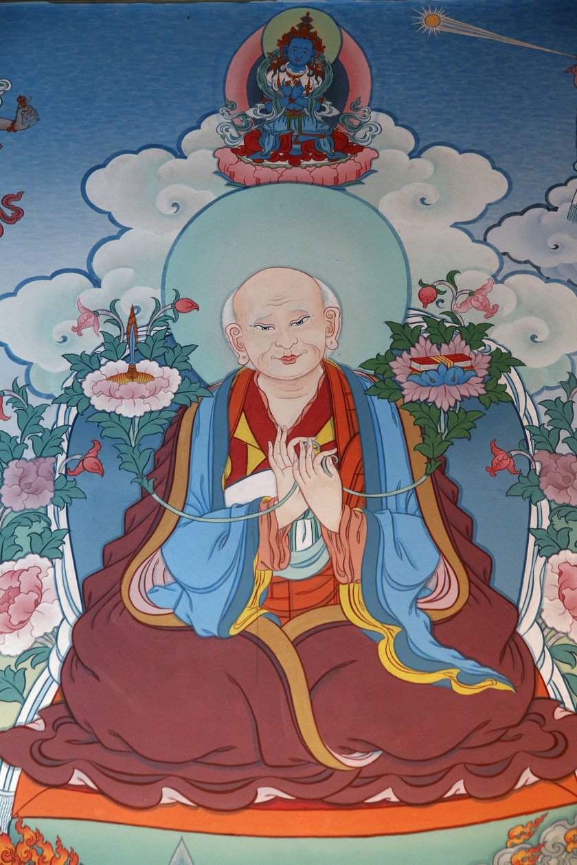 千佛寺 Dashang Kagyu Ling 众画僧祈祷，法国拉布拉耶 作者 不明