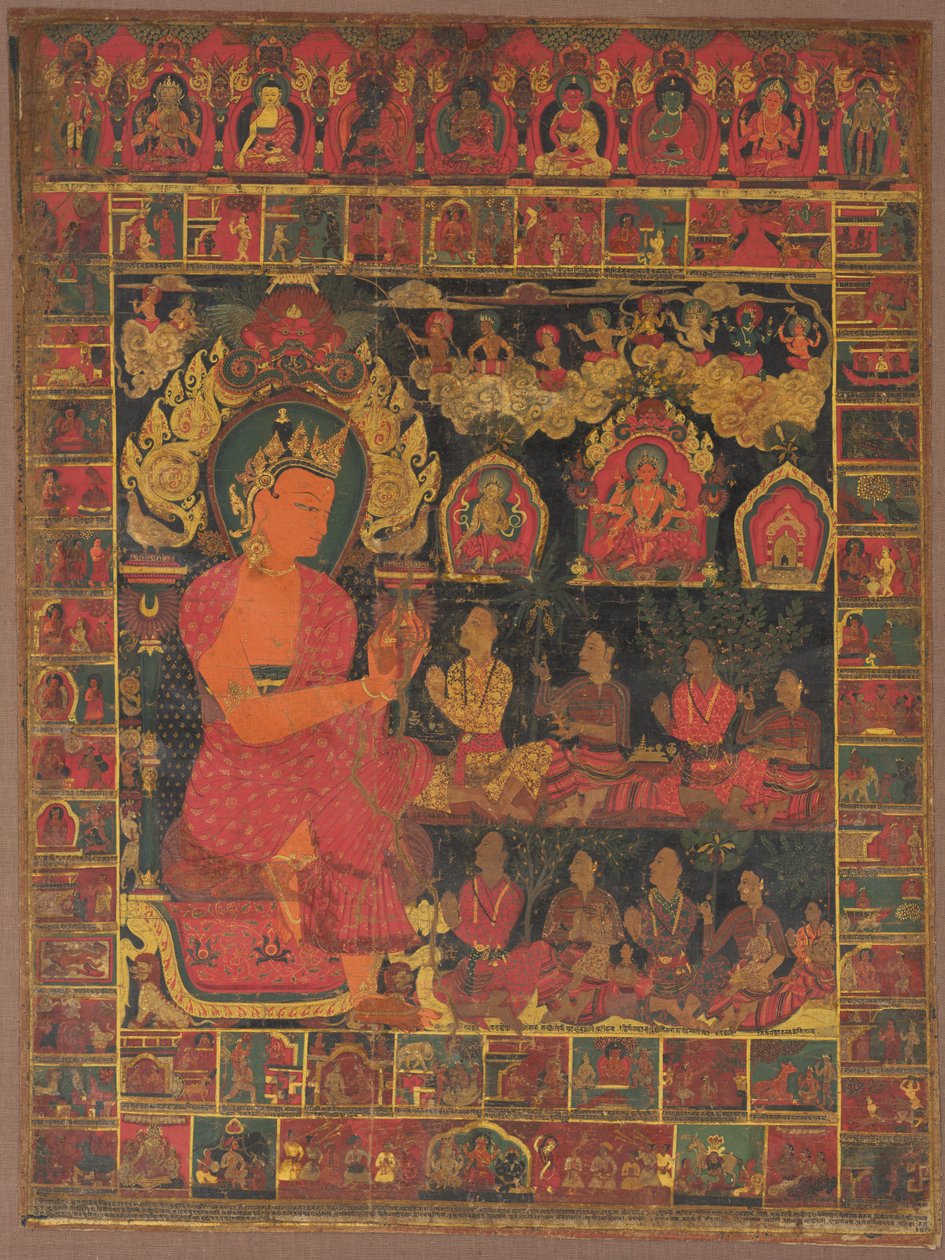 唐卡和珠宝玉佛讲道，1648年。 作者 不明