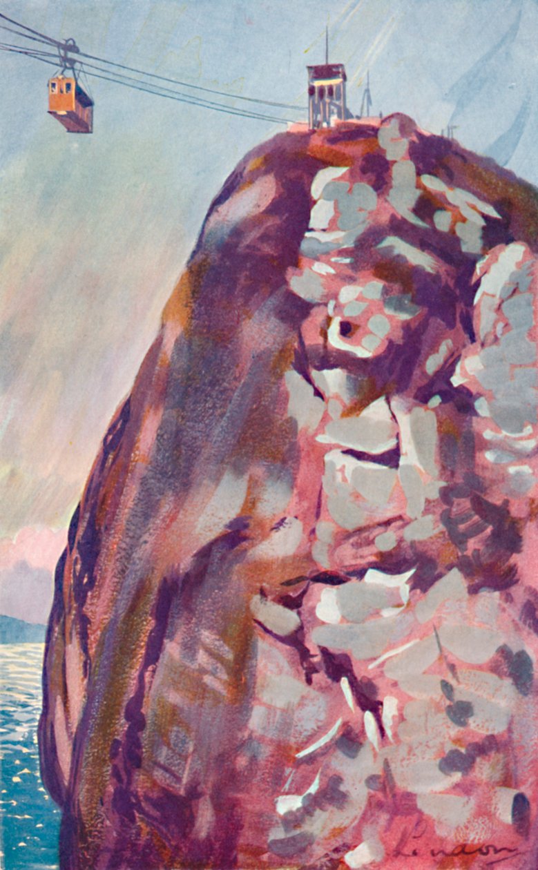 空中索道车到达甜面包山顶，1914年 作者 不明