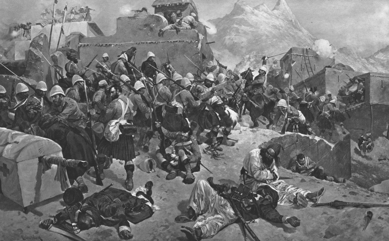 1878-80年的阿富汗战争：第91高地人和第2个古尔卡斯袭击了1901年的甘迪亚毛拉。 作者 不明